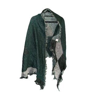 Serra Poncho Womens One Size Argyle Open Front Cape Wrap Layer Shawl 36”Length